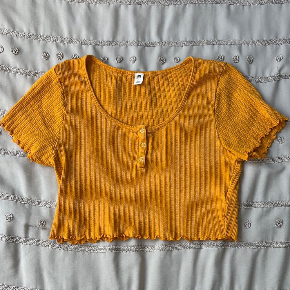 BP Gold Ribbed Crop Tee Short Sleeve